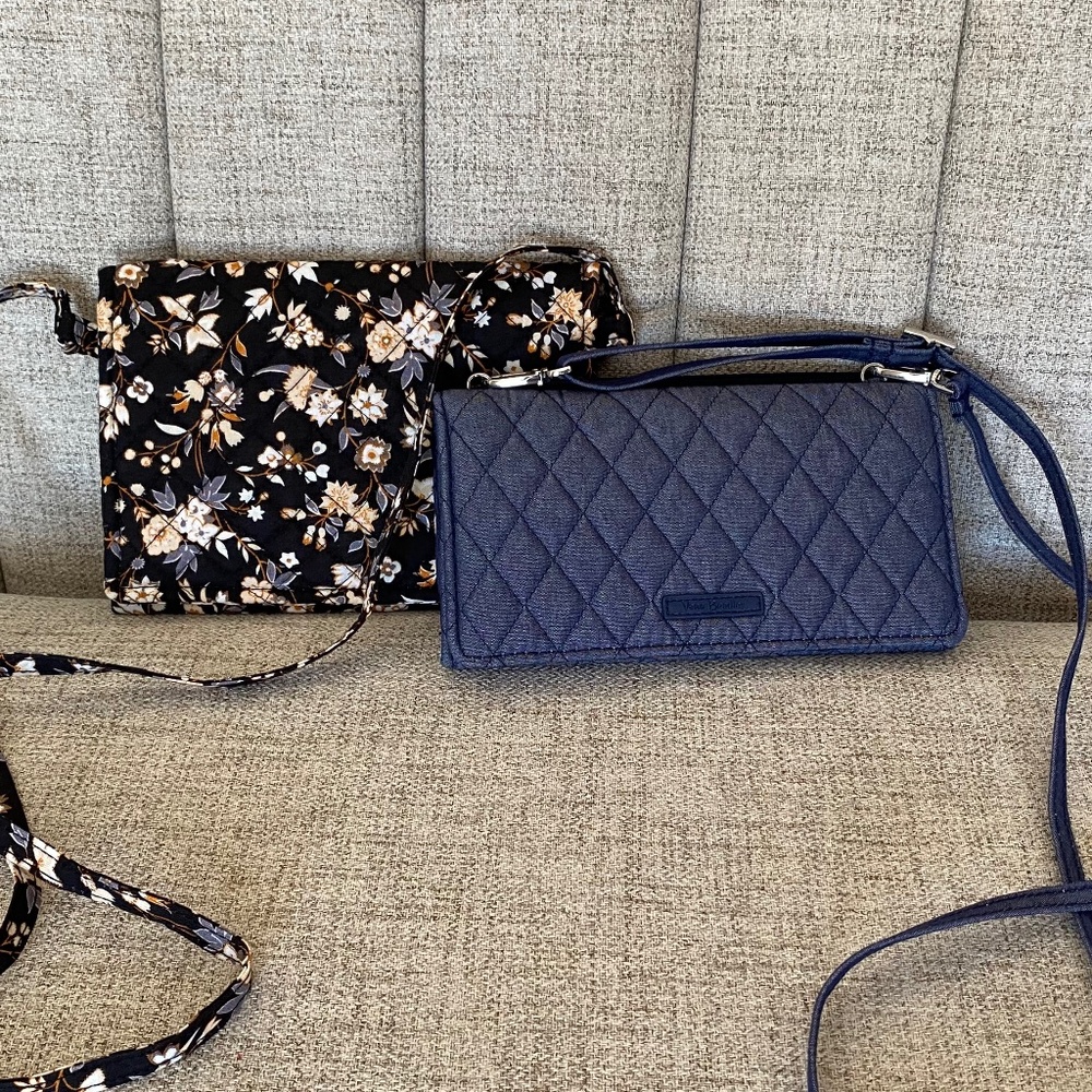 Black floral Vera Bradley Crossbody Bag - blissful ditsy & moonlight navy denim